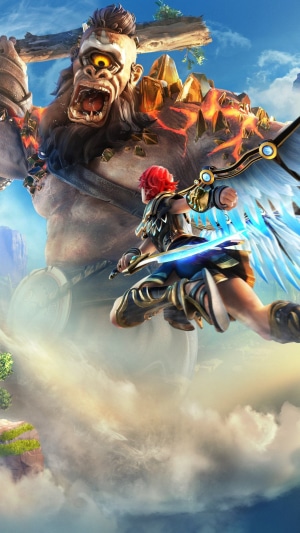 Fenyx from Immortals Fenyx Rising fighting a cyclops