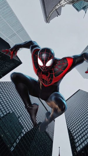 Miles Morales Spider-Man in a city