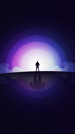 Minimalist silhouette of a person against a colorful sunset