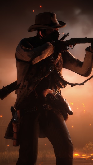 Man with rifle in Red Dead Redemption 2