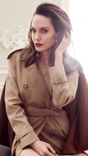 Angelina Jolie in a trench coat