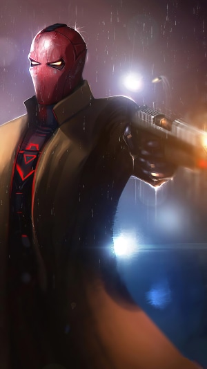 Red Hood with Gun in Rain