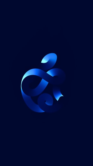 Apple logo with blue gradient on dark blue background