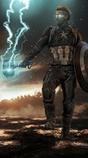 Captain America with Mjolnir and Shield