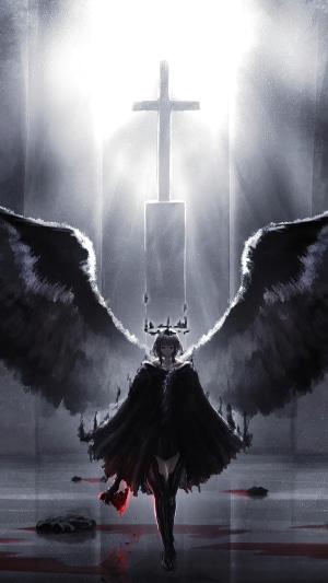 Angel with Black Wings and a Cross