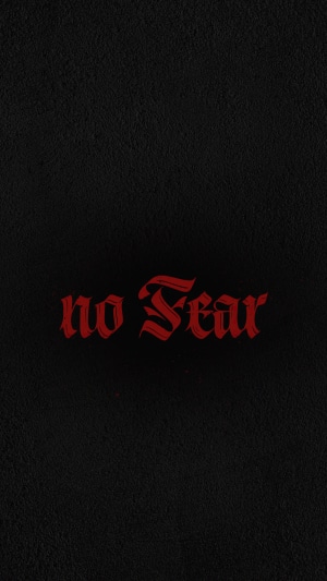 No Fear typography in red on black background
