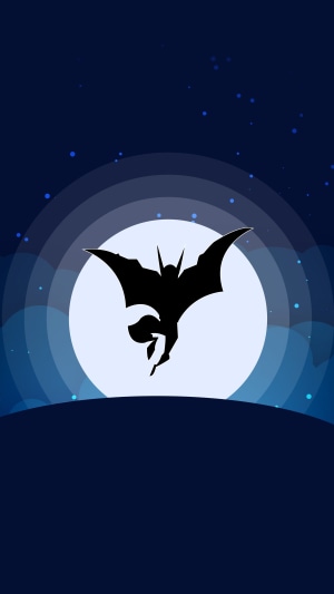Batman silhouette against a large moon