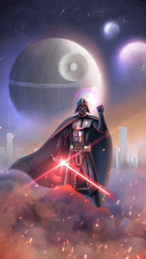 Darth Vader from Star Wars with Death Star