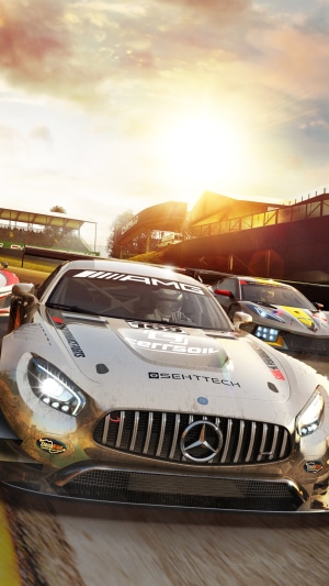 Project CARS 3 racing cars on a track at sunset 4K