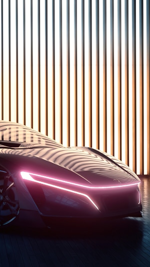 Futuristic car with neon lights