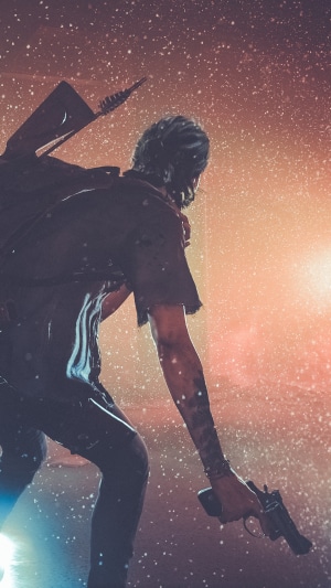 Ellie from The Last of Us Part II with a gun