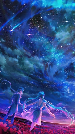 Couple under a starry sky