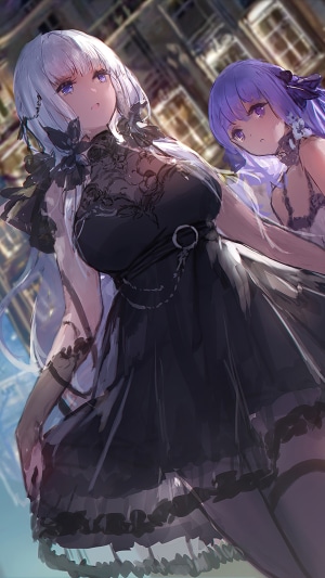 Azur Lane anime girls in black dresses