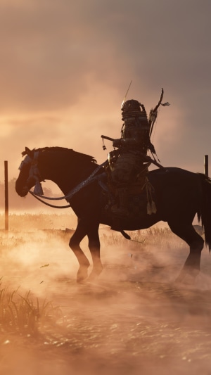 Samurai on horseback in Ghost of Tsushima 4K
