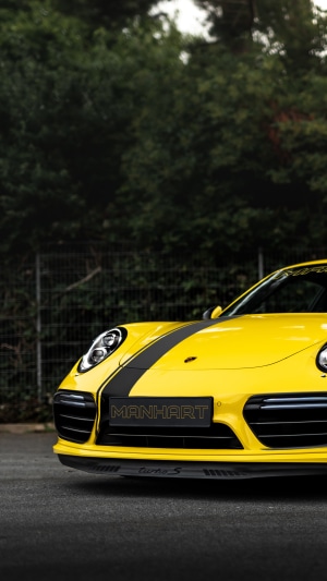 Yellow Manhart Porsche 911 Turbo S 4K
