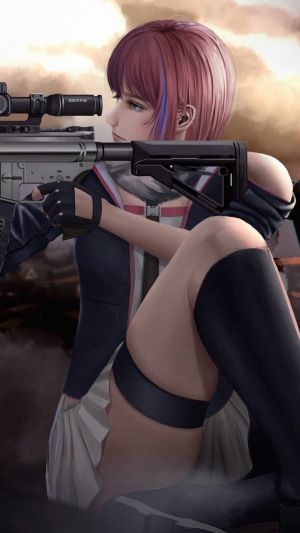 Anime girl with sniper rifle
