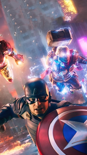 Captain America, Iron Man, and Thor from Marvel's Avengers 4K
