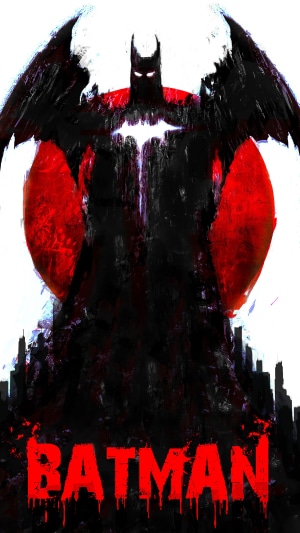 Batman artwork with red background