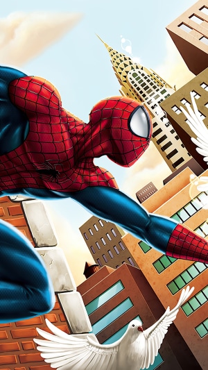 Spider-Man swinging through New York City
