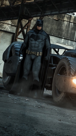 Batman in the Batmobile