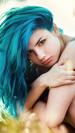Girl with blue hair