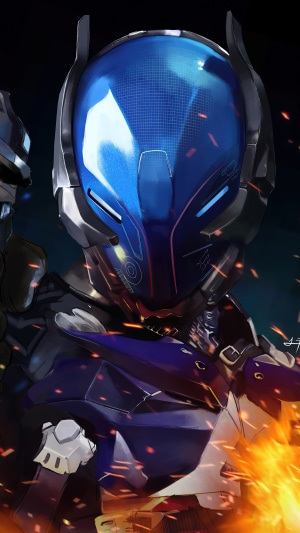 Artwork of a futuristic armored character
