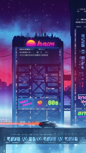 KVACM 80s Neon Cityscape Artwork