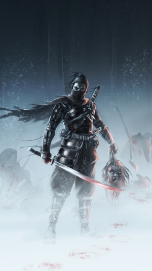 Ghost of Tsushima ninja holding a severed head