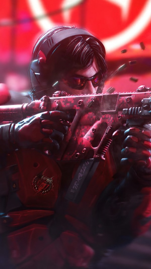 Dr Disrespect aiming a futuristic rifle