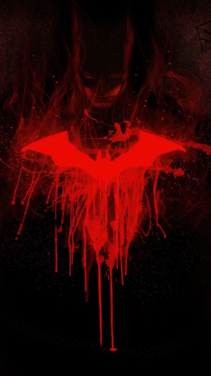 Red Batman Logo with Dripping Blood