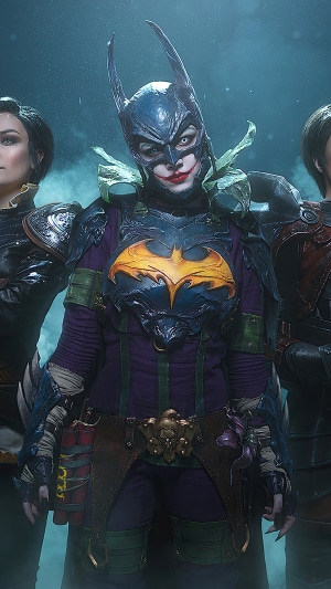 Batgirl and Joker cosplay from DC Comics