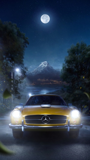 Mercedes-Benz 300 SL Gullwing at night