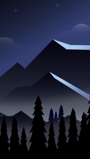 Minimalist mountain landscape at night with stars