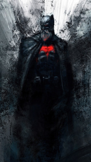 Batman artwork with red bat symbol