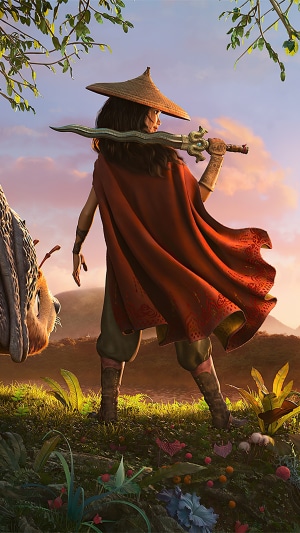 Raya from Raya and the Last Dragon holding a sword