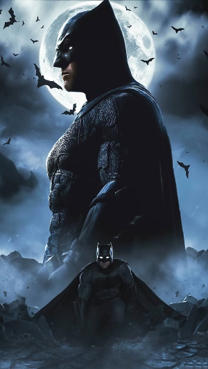 Batman in front of the moon