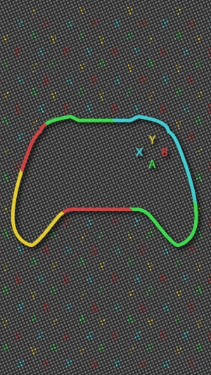 Minimalist Xbox controller outline with colored buttons