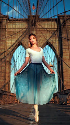 Ballerina on Brooklyn Bridge