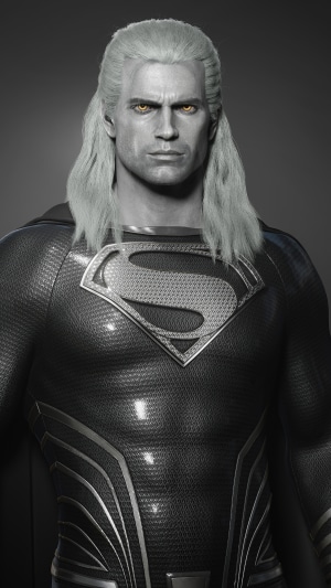 Superman from DC Comics in black suit 4K
