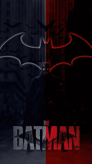 The Batman movie poster with Batman symbol