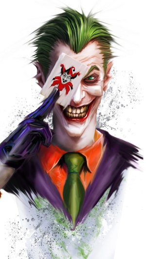 Joker holding a playing card from Batman 4K