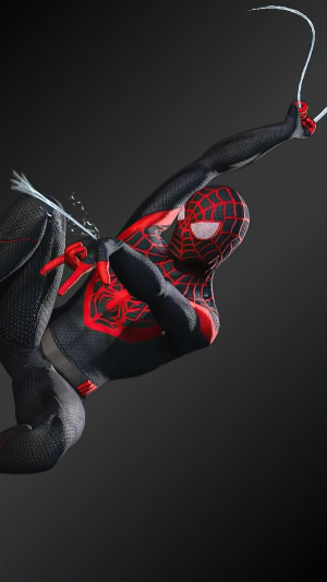 Miles Morales Spider-Man swinging with webs