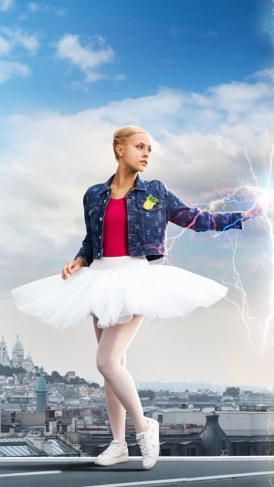 Ballerina with denim jacket and lightning