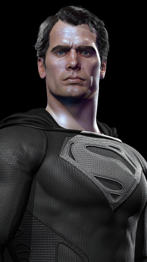 Superman from DC Comics in black suit 4K