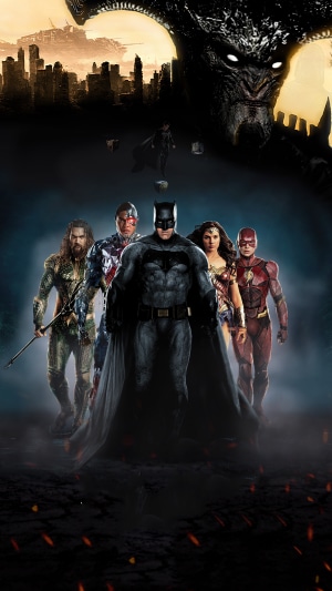 Justice League with Batman, Aquaman, Cyborg, Wonder Woman, and Flash
