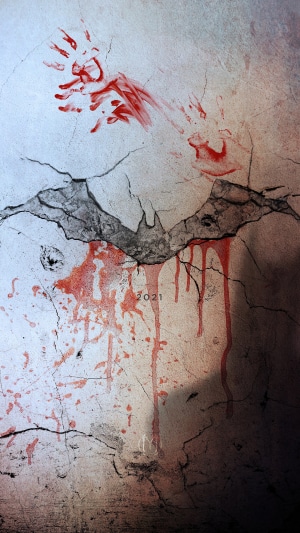 The Batman 2021 movie poster with bloodstains