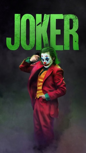 Joker artwork with gun to head