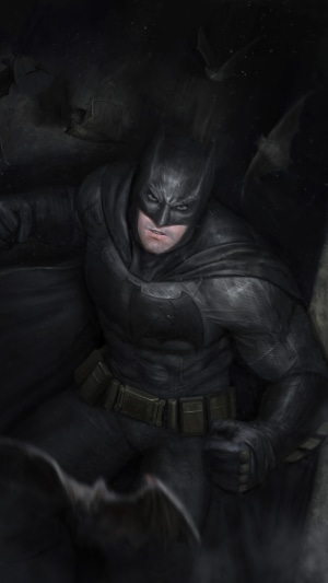Batman artwork with bats