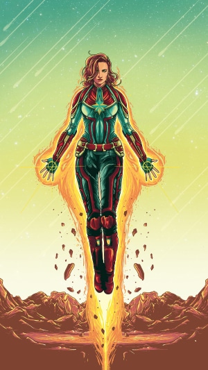 Captain Marvel artwork with energy effects