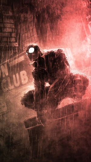 Spiderman in the rain